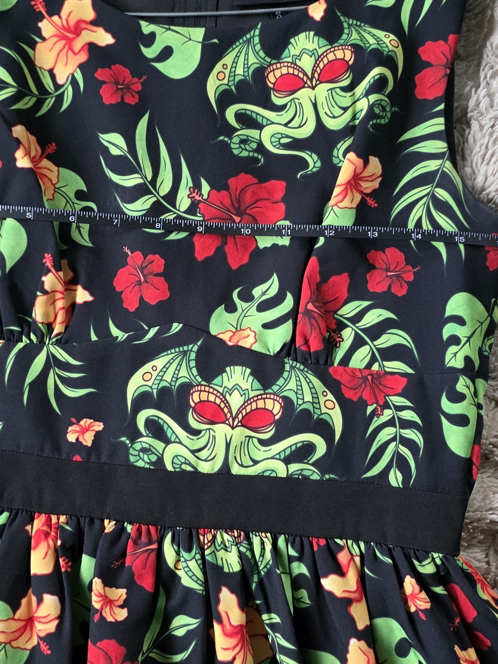Sourpuss Black Tropical Cthulhu Floral Fit & Flare Scuba Dress - Picture 3 of 7